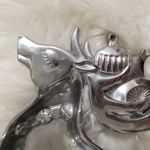 Vintage Lenox Yuletide Metal Reindeer Servewear Tray - Picture 3 of 12